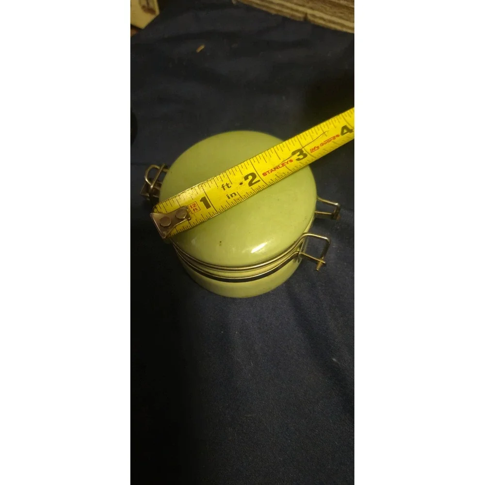 Oggi Corporation Mini Ceramic Canister Light Green Locking Flip‎ Top Spice Jar